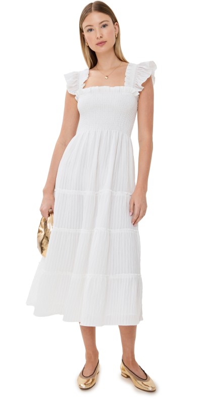Hill House Home The Ellie Nap Dress White Organza Seersucker