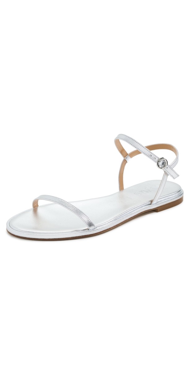 AEYDE Nettie Laminated Nappa Leather Sandals Silver