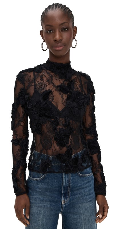 AKNVAS Freja Lace Black Top Black
