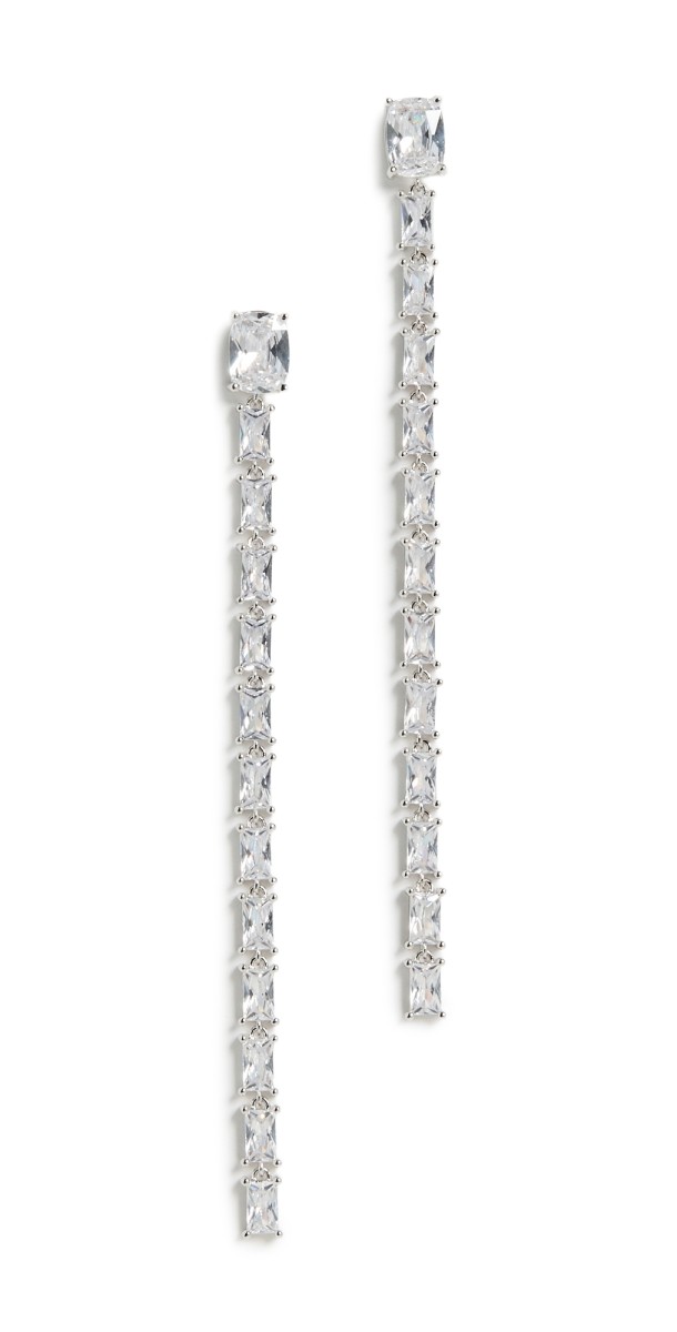 SHASHI Baguette Tennis Earrings Silver