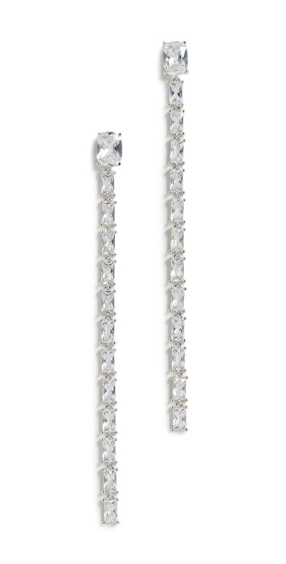 SHASHI Baguette Tennis Earrings Silver