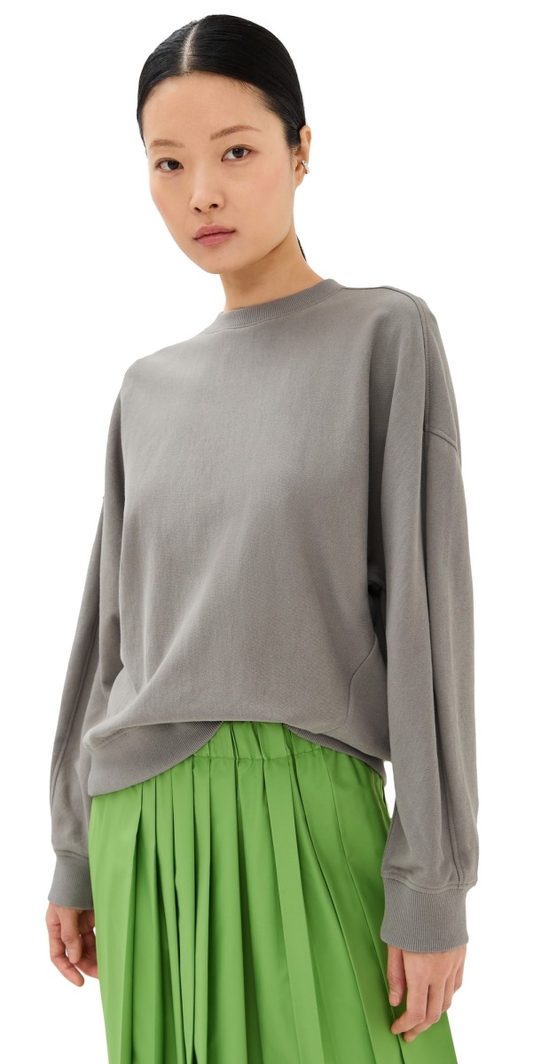 Tibi Lightweight Crew Neck Sweatshirt White
