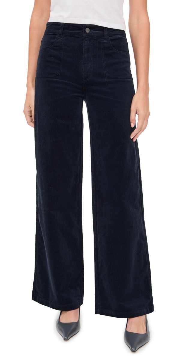 PAIGE Anessa Corduroy Jeans 31 With Stitch Utility Pockets Navy