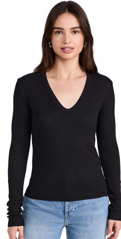 Cotton Citizen Verona U Neck Shirt Jet Black