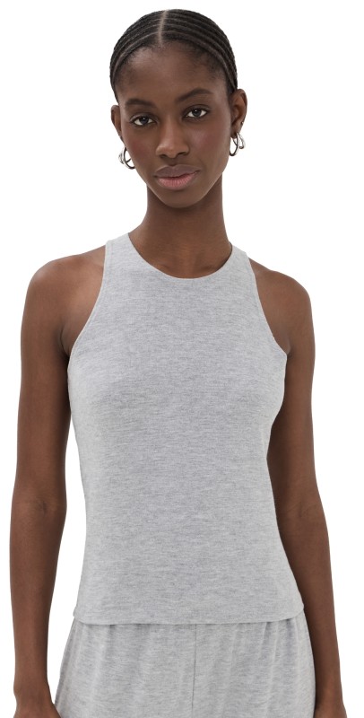Leset Lauren High Neck Tank Grey Melange