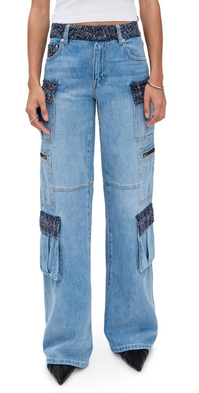 alice + olivia Cay Baggy Denim Cargo Jeans Celine Vintage