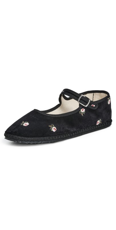 ViBi VENEZiA Mary Jane Velvet Printed Shoes Black Printed