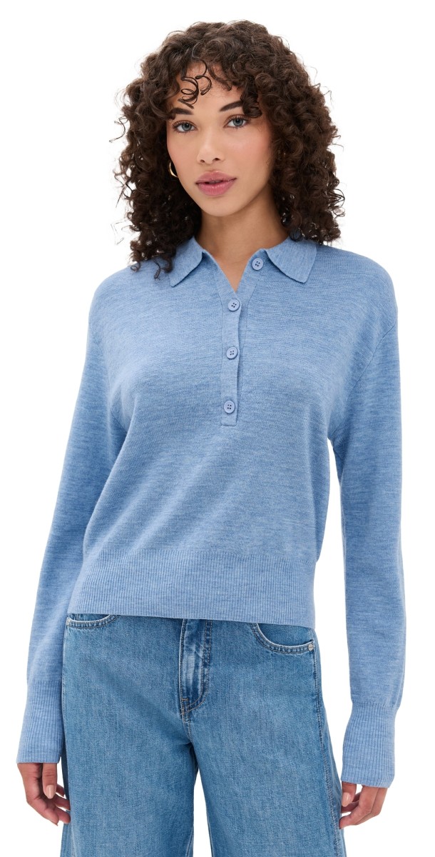 Apiece Apart Kari Polo Knit Heathered Sky