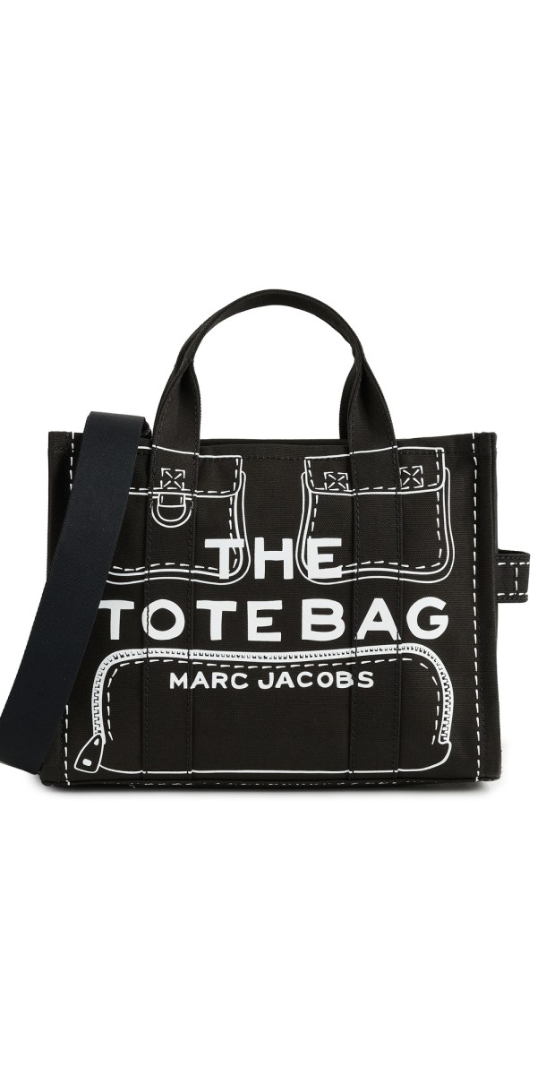 Marc Jacobs The Trompe L'Oeil Cargo Canvas Medium Tote Bag Black