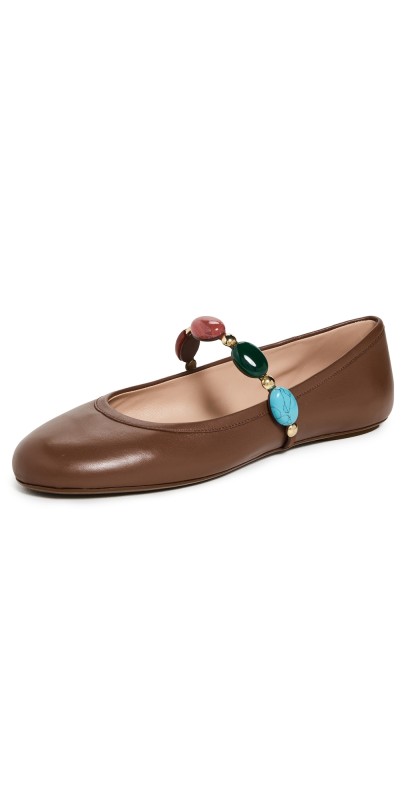 Gianvito Rossi Shanti Mary Jane Flats Cuoio
