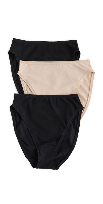 Natori Natori Bliss Bare Cotton High Cut Briefs 3 Pack Black/Black/Café
