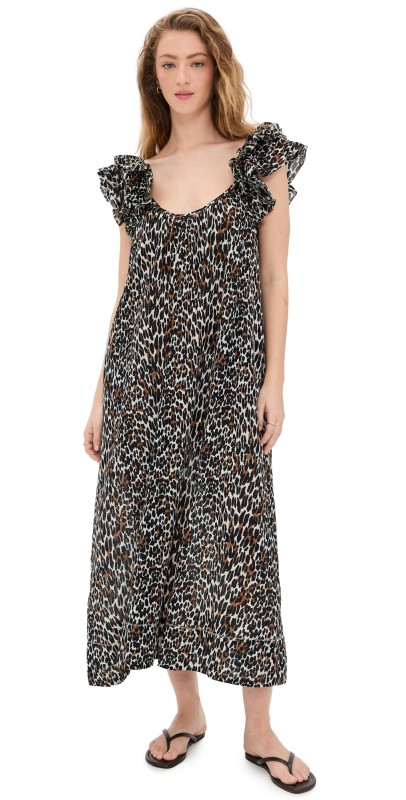 THE GREAT. The Ruffle Coverup Leopard
