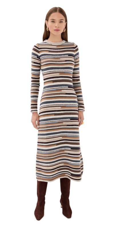 Veronica Beard Sanders Knit Dress Dark Acorn Multi