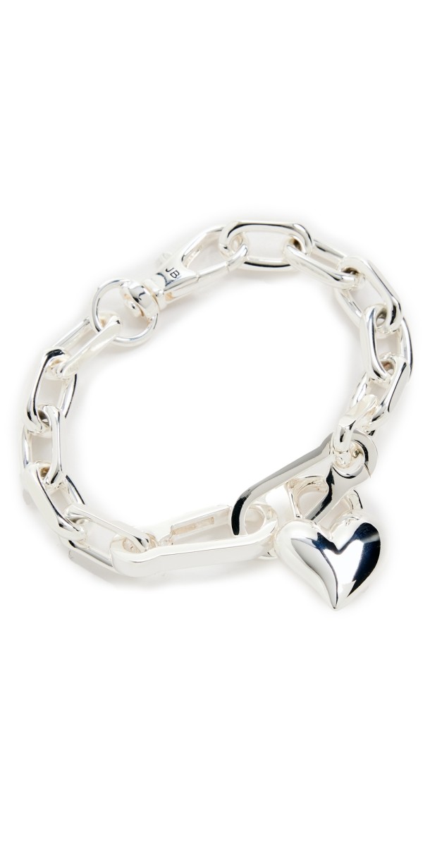 Jenny Bird Padlock Heart Chain Bracelet High Polish Silver