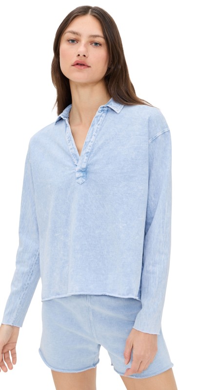 Frank & Eileen Patrick Popover Henley Mineral Blue