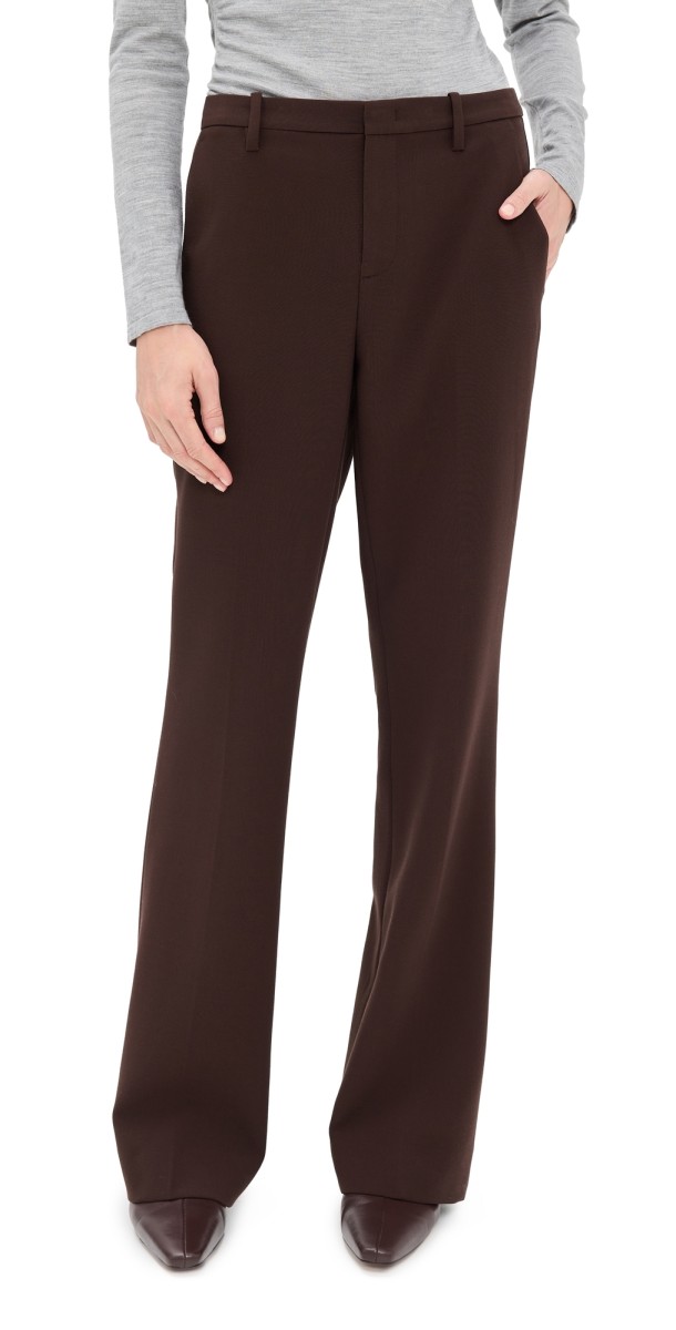 Vince Mid Rise Tailored Flare Pants Deep Espresso
