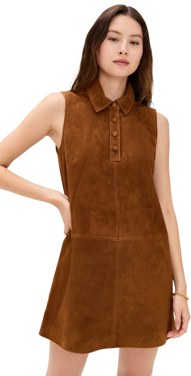 FRAME The Suede City Shift Dress Sepia