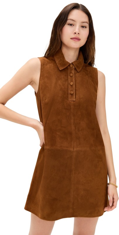 FRAME The Suede City Shift Dress Sepia