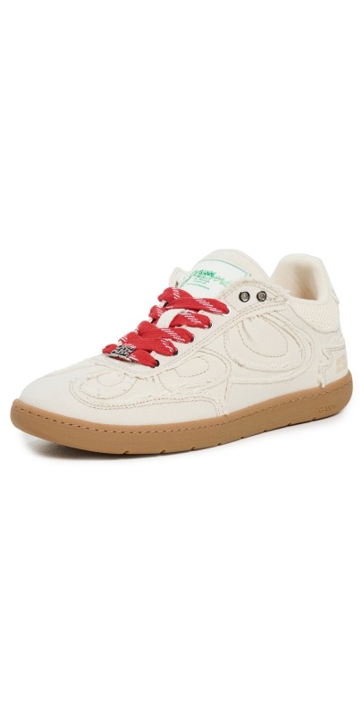 GANNI 08 Canvas Raw Edge Sneakers Parchment
