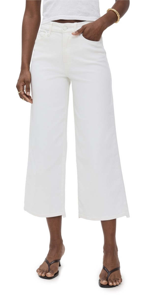Good American Good Waist Cropped Palazzo Jeans White00