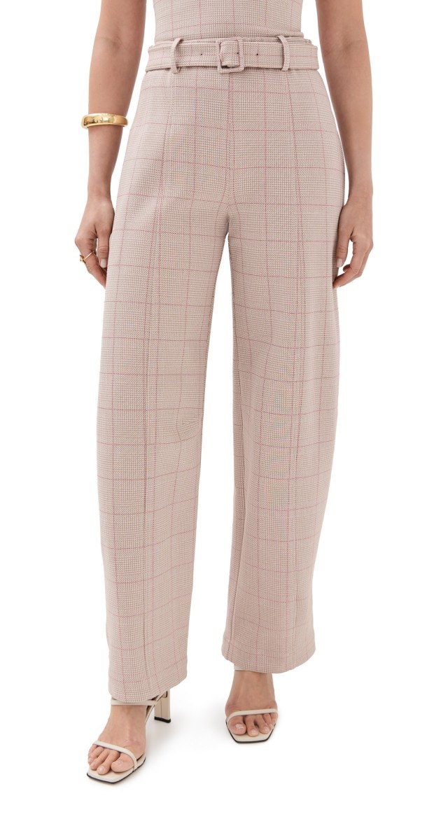 Rosetta Getty Belted Straight Taper Tab Pants Caramel/Red