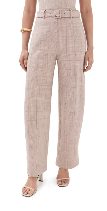 Rosetta Getty Belted Straight Taper Tab Pants Caramel/Red