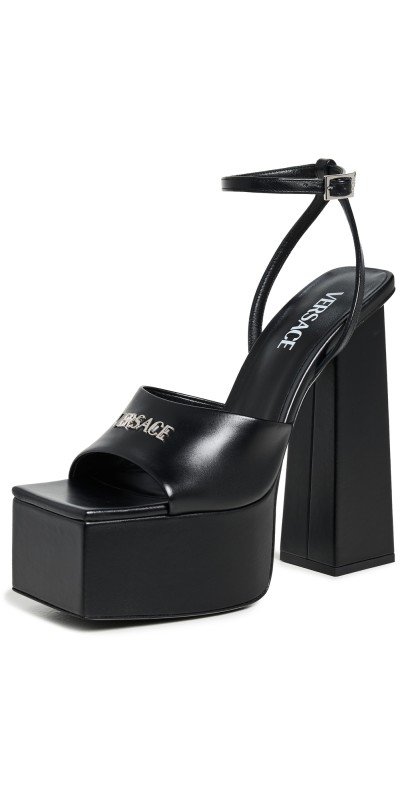 Versace Calf Leather Sandals 1B00P-Black-Palladium