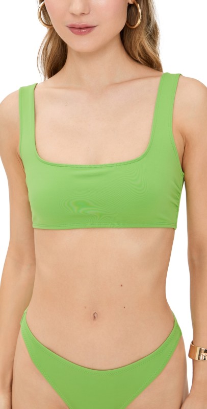 Good American Square Neck Compression Swim Top Black