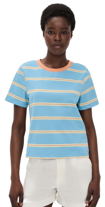 English Factory Jersey Stripe Top Blue/Orange