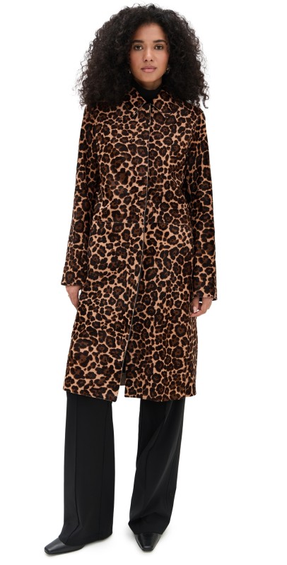 La Ligne Leopard Printed Pony Hair Coat Leopard