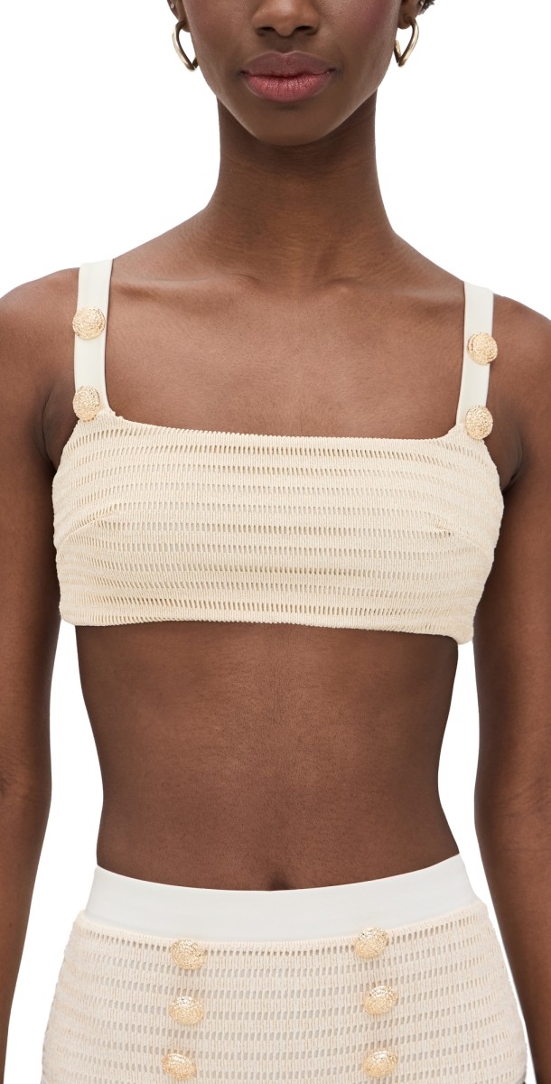 PatBO White Gold Knit Top Off White