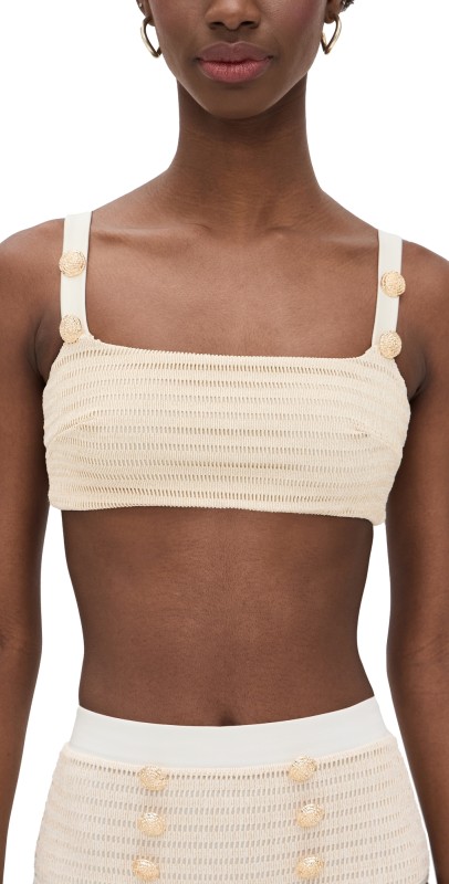 PatBO White Gold Knit Top Off White