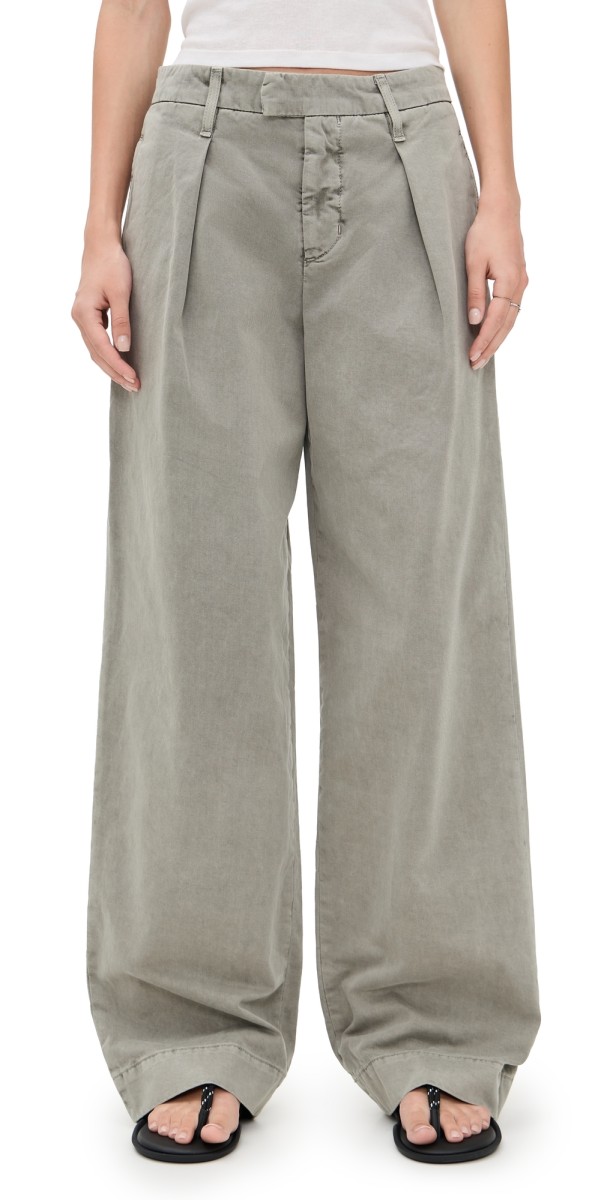 SLVRLAKE Wide Pleat Chino Pants Washed Sage