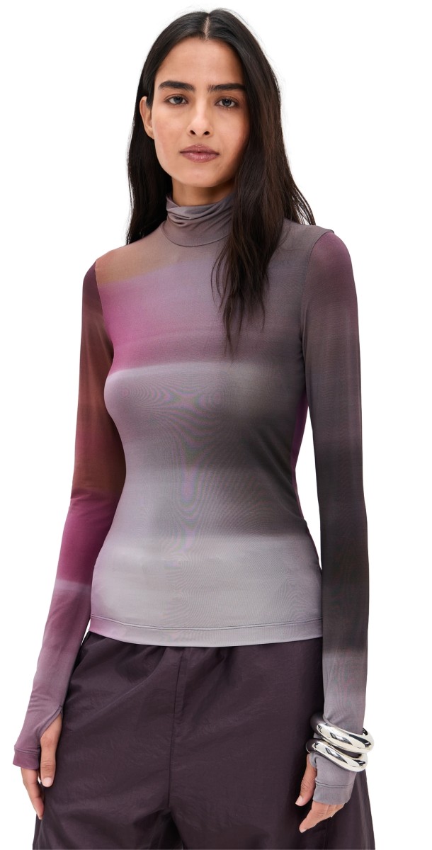 Helmut Lang Long Sleeve Turtleneck Purple Multi