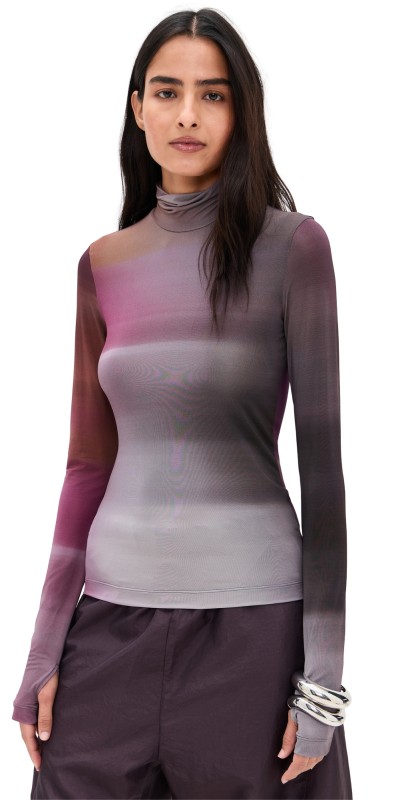 Helmut Lang Long Sleeve Turtleneck Purple Multi