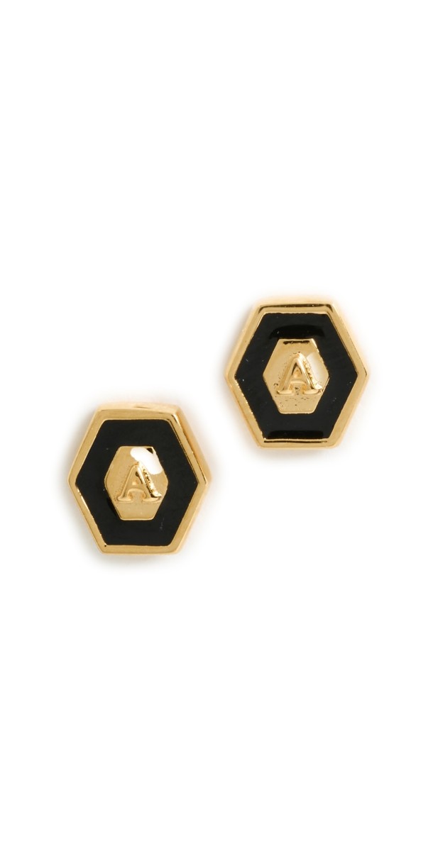 Gwen Beloti Initial Hex Stud Earrings K