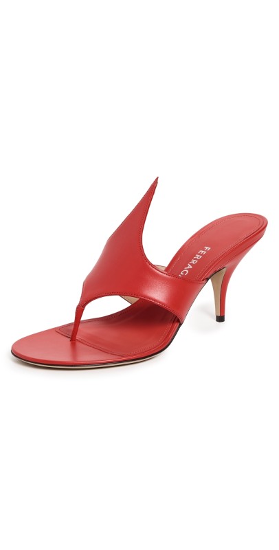 FERRAGAMO Lyrai Sandals 70mm Flame Red/Biscotto