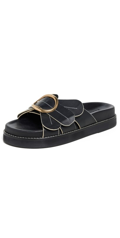 FARM Rio Black Daisy Slides Black