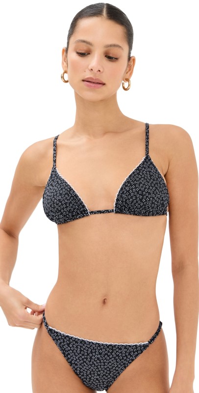 STAUD Alexis Bikini Top Black Woodblock Ditsy Floral