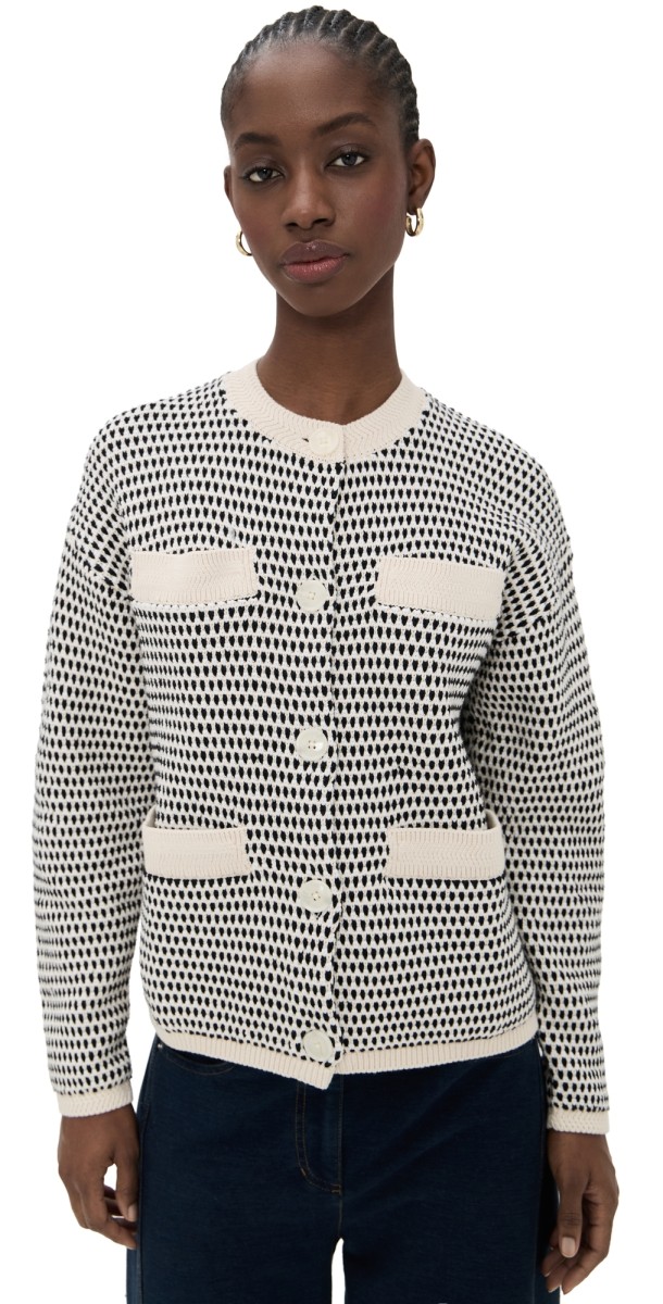 Varley Tidewell Textured Knit Jacket Birch Multi Stitch