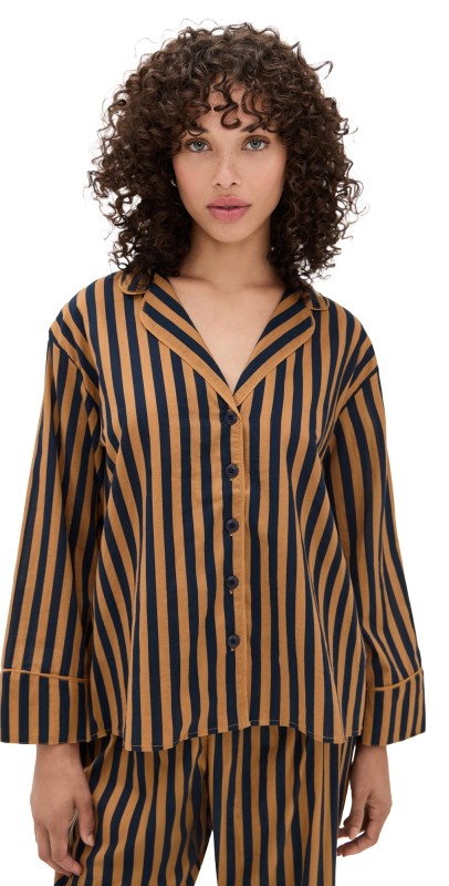 THE GREAT. The Pajama Shirt Club Stripe