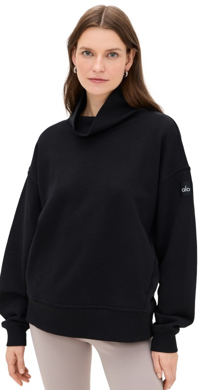 Alo Yoga Hazy Mock Neck Pullover Black