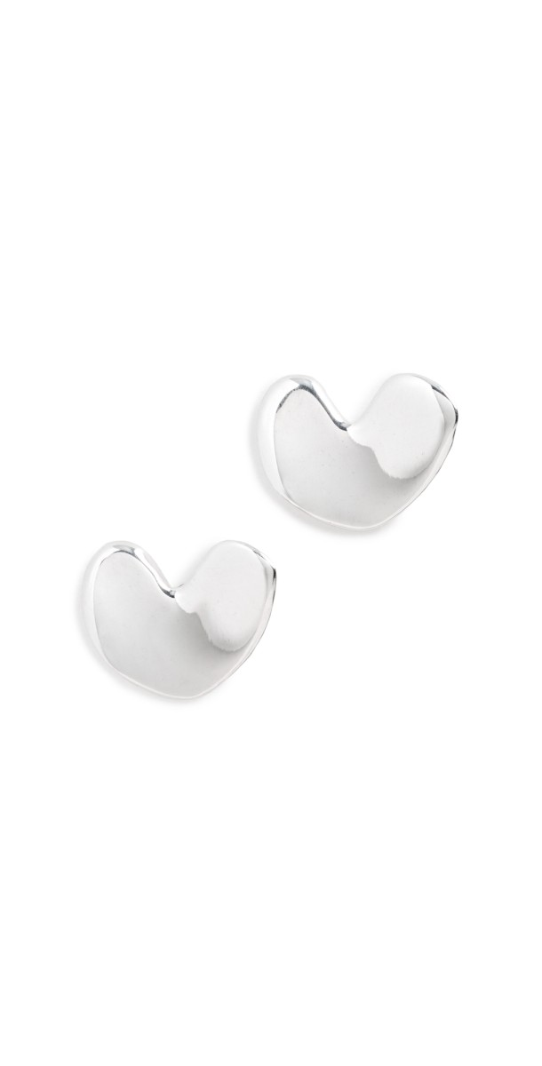 AGMES Sculpted Heart Studs Silver