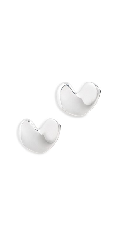 AGMES Sculpted Heart Studs Silver