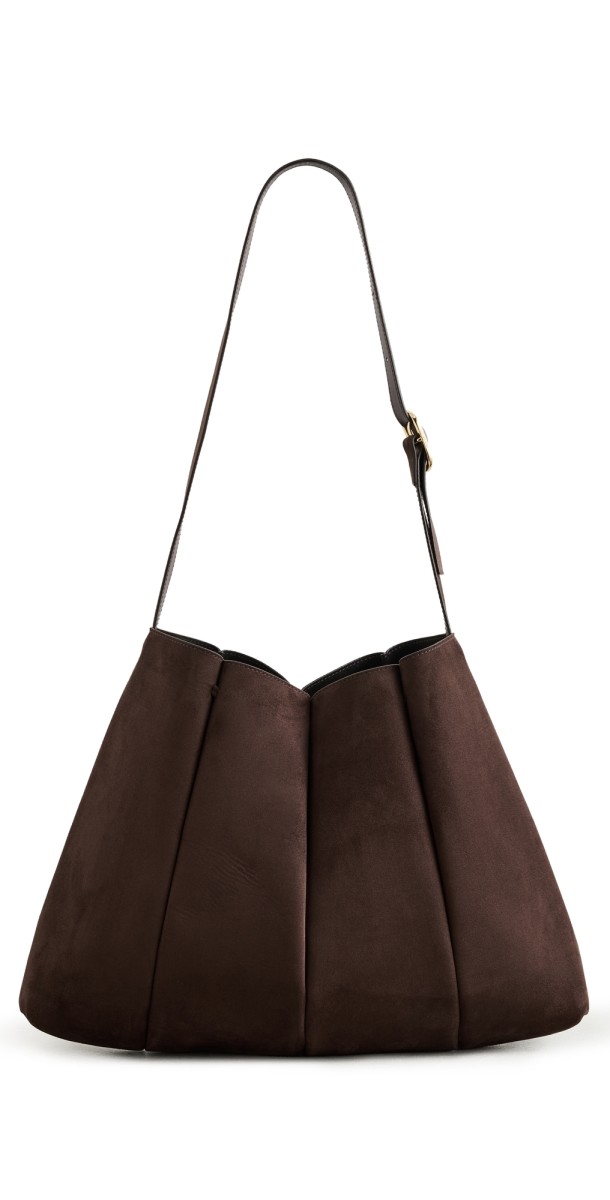Themoire Helena Faux Suede Bag Ebony