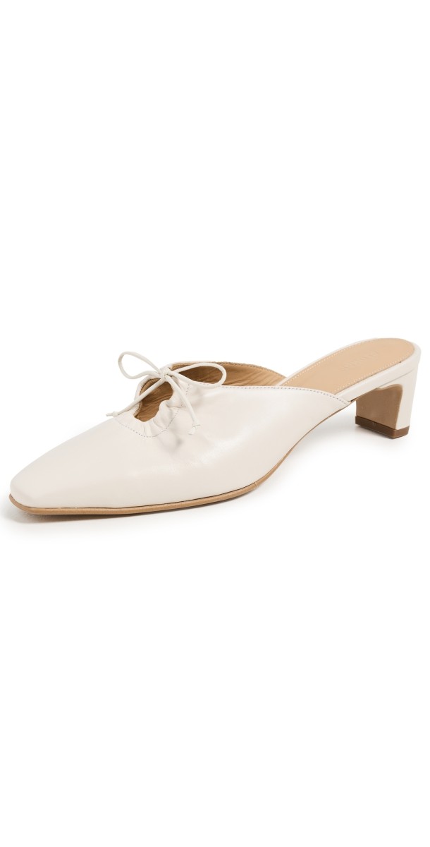 ALOHAS Amar Cream Leather Mules Cream