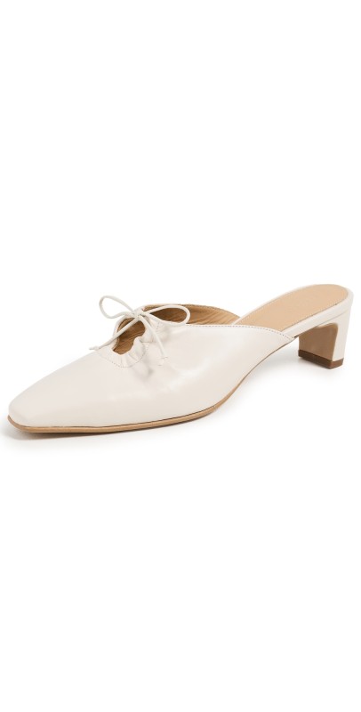 ALOHAS Amar Cream Leather Mules Cream