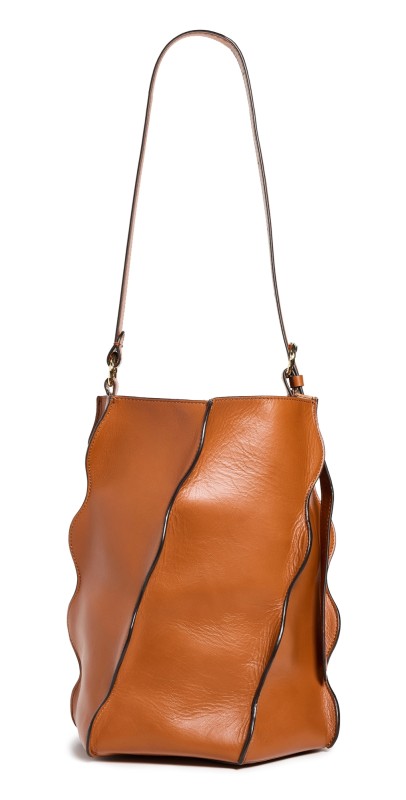 Ulla Johnson Adria Pleated Wave Bucket Bag Sierra