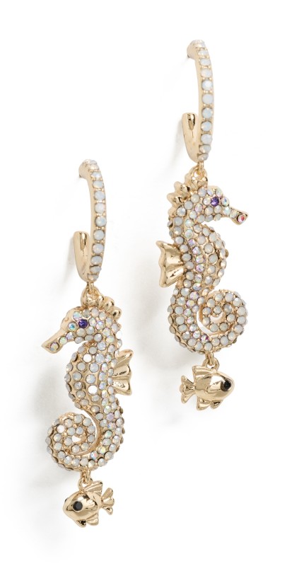 BaubleBar Vela Seahorse Earrings Clear/ Gold