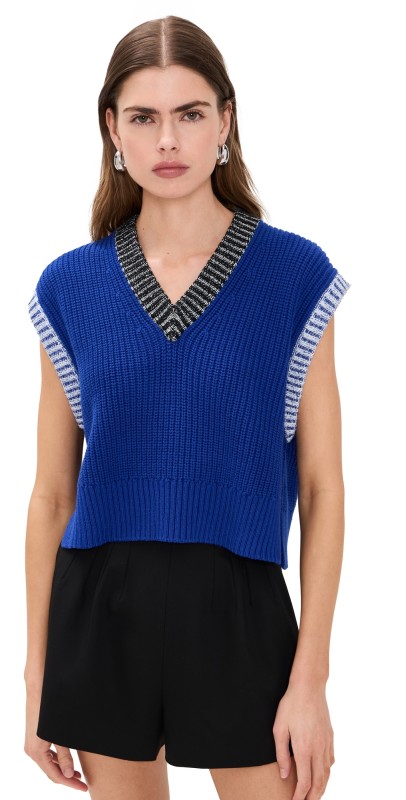 STAUD Americana Sweater Deep Sea/Black/Ivory